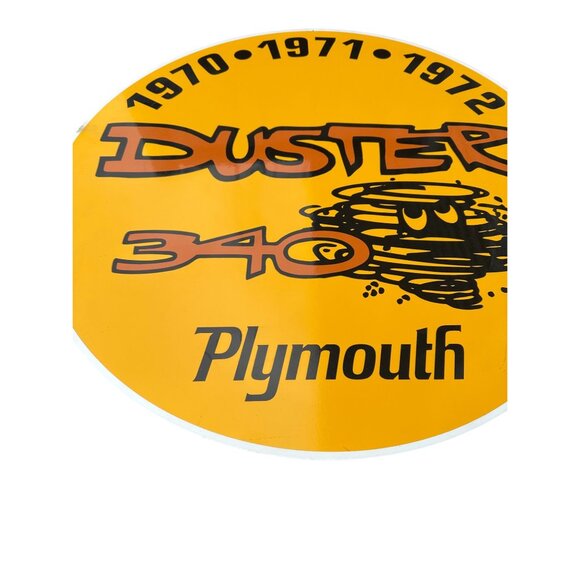 Plymouth Duster 340 Round Advertising Sign Vintage Style 1970 19711972 Yellow Bl - Picture 3 of 5